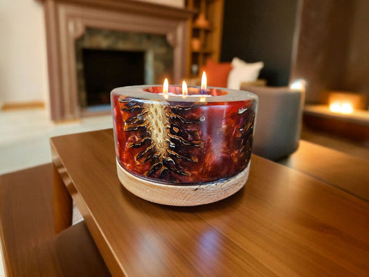 Red Epoxy with Pinecones 8" x 5"  # 662