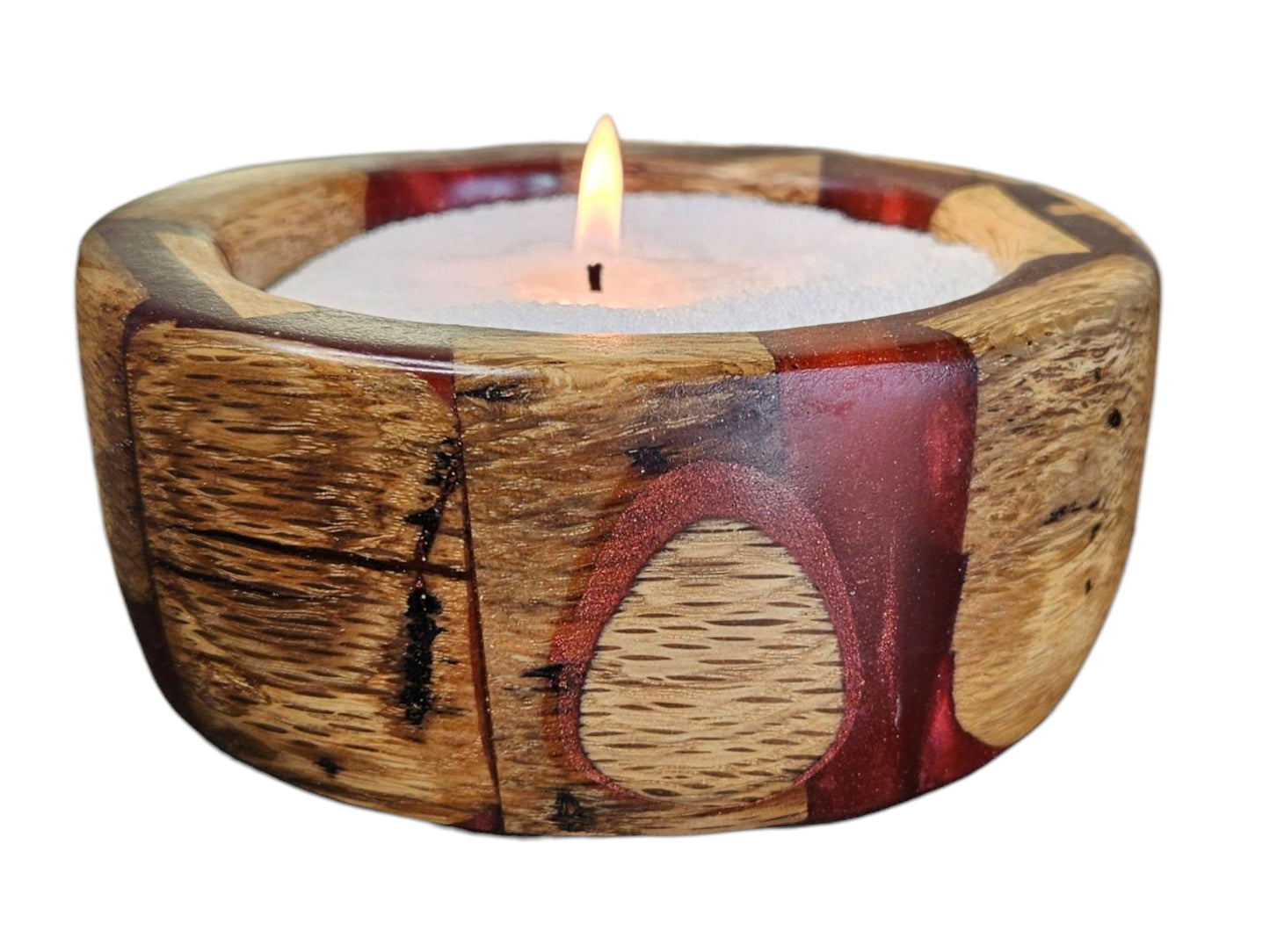 Red Epoxy and Pecan Dish 6" x 3" #625