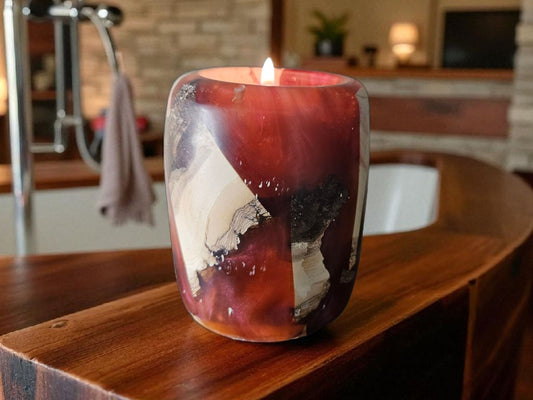 Red Epoxy with Flaming Box Elder Dish 3" x 4" #627
