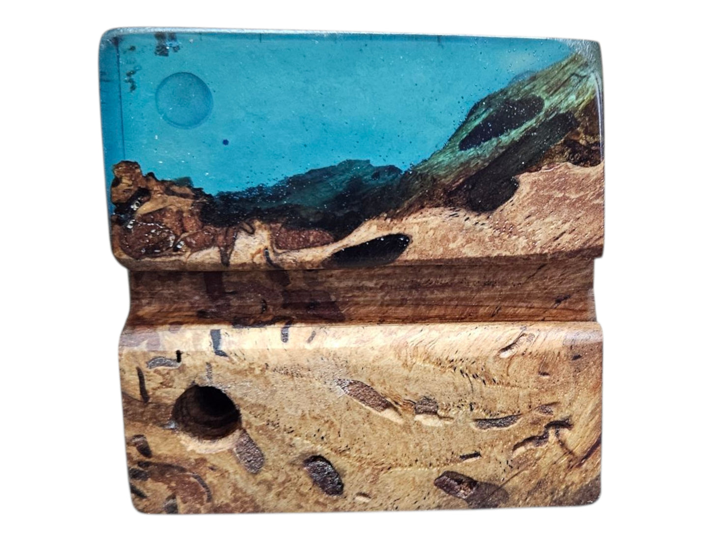 Aqua & Maple Business Card and Pen Holder #632