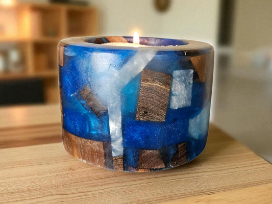 Blue Epoxy and Walnut Dish 6" x 4" #633