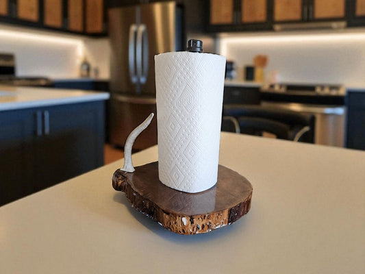 Walnut Cookie with Antler Paper Towel holder 12" #635