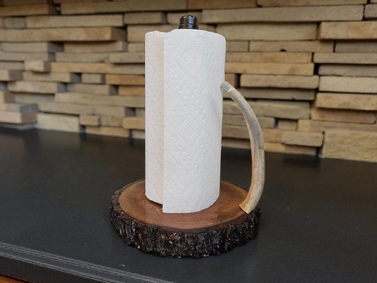 Walnut Cookie with Antler Paper Towel Holder 10" #638