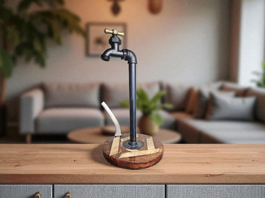 Gold Epoxy Paper Towel Holder with Rustic Antler Accent 9" #650
