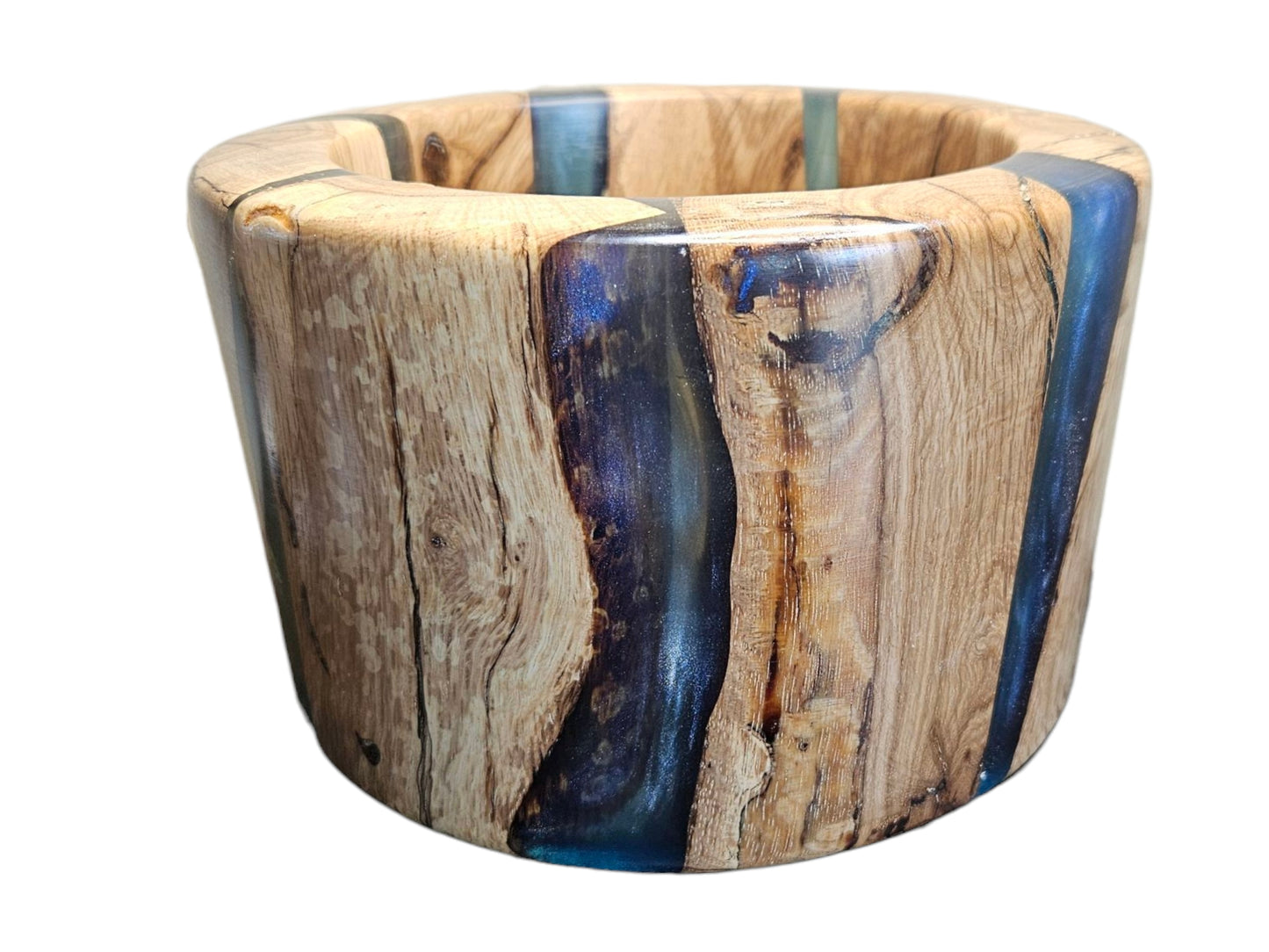 Handcrafted Maple and Blue/Green Epoxy Bowl 7" x 4" #645