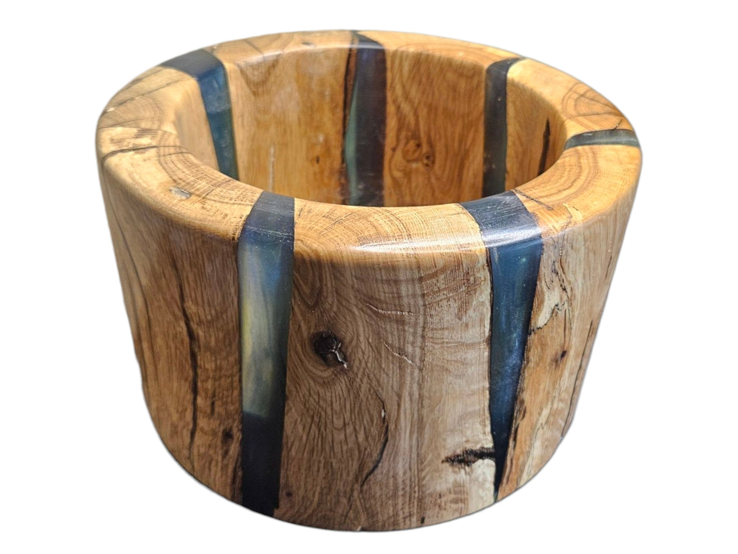 Handcrafted Maple and Blue/Green Epoxy Bowl 7" x 4" #645
