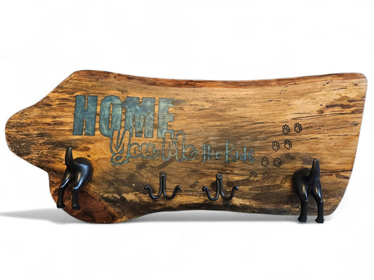 Rustic Family Key Holder – “HOME You Me the Kids #688