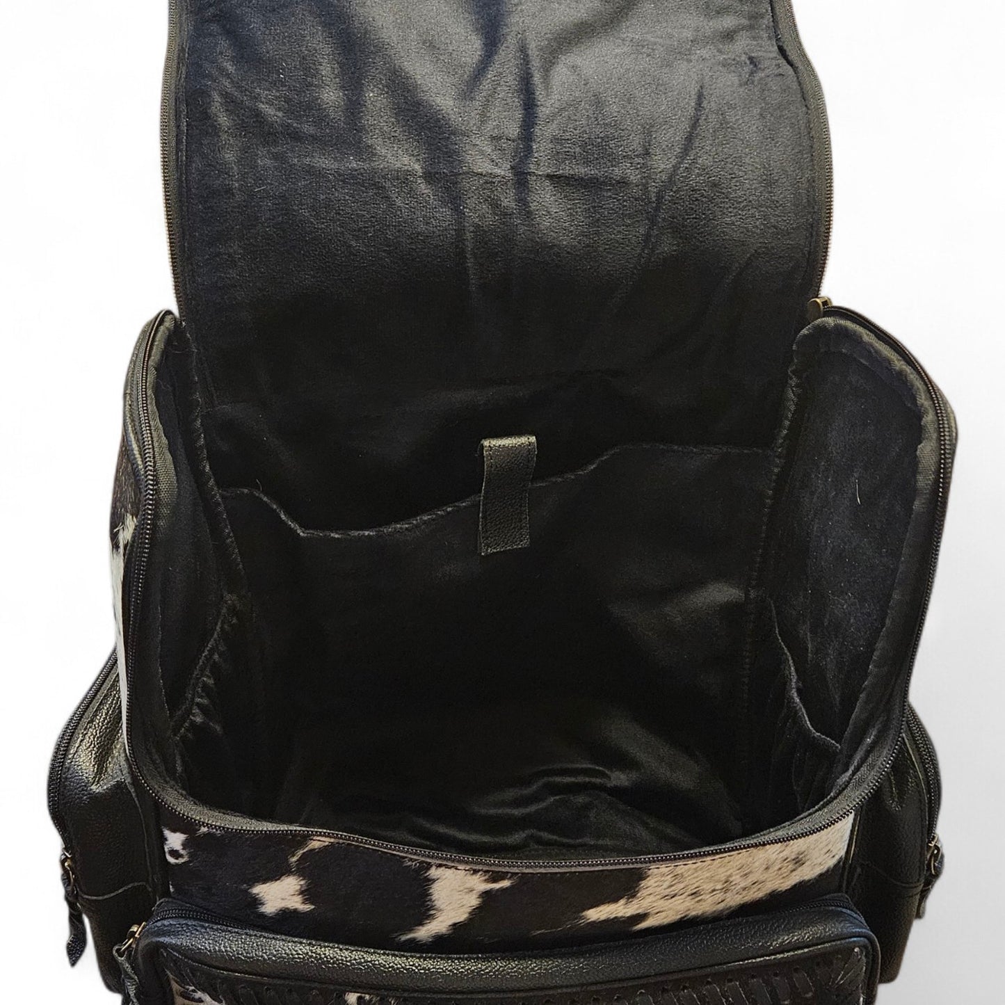 Black Leather Cowhide Backpack #745