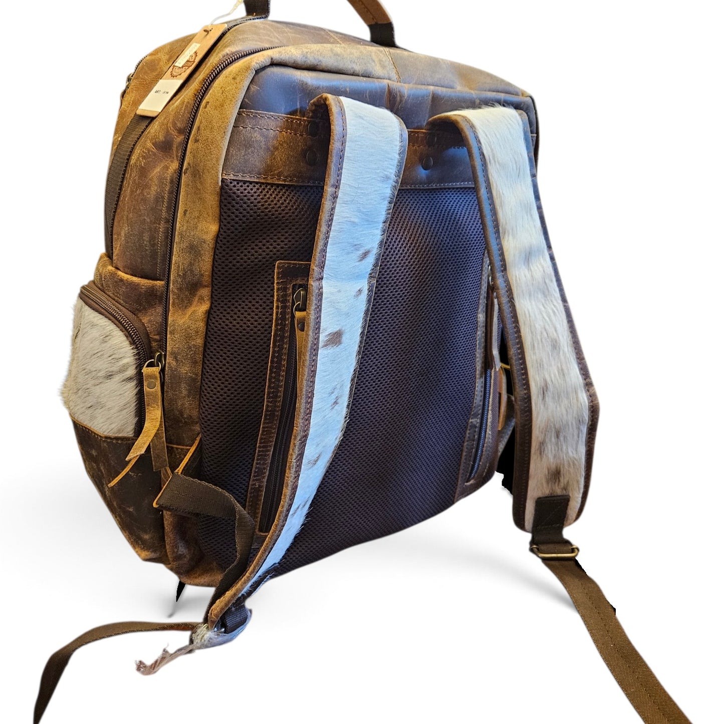 Brown Leather Cowhide Backpack #794