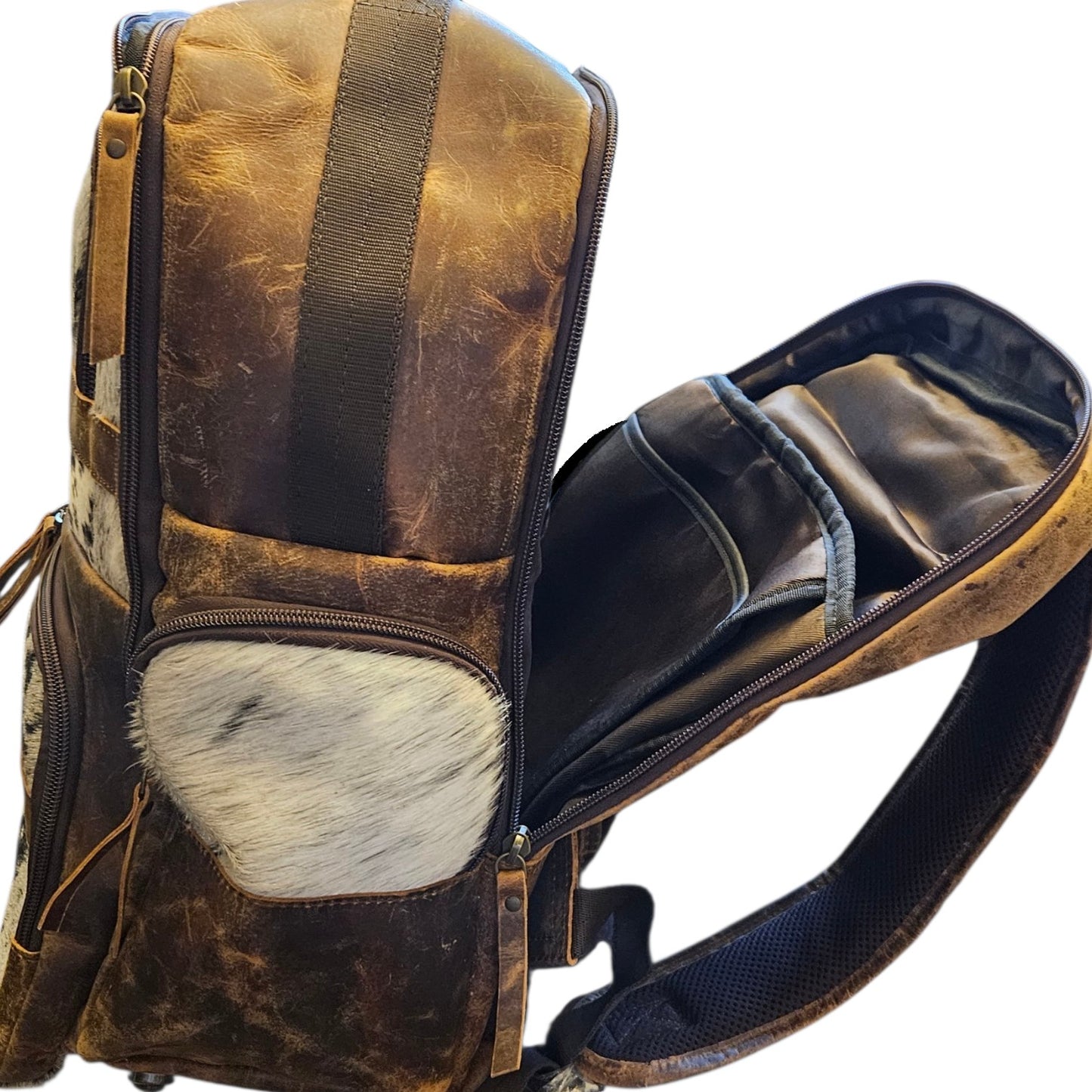Brown Leather Cowhide Backpack #794