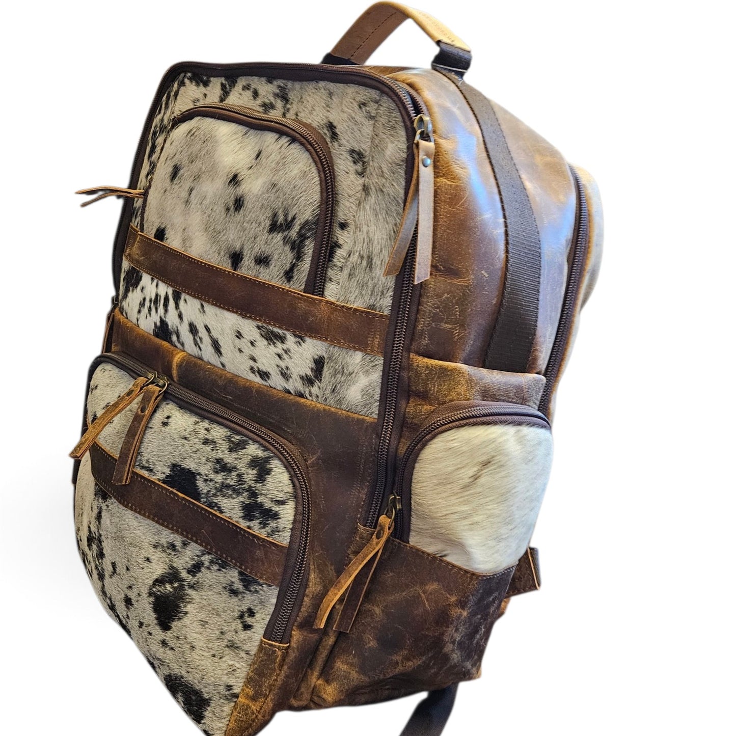 Brown Leather Cowhide Backpack #794