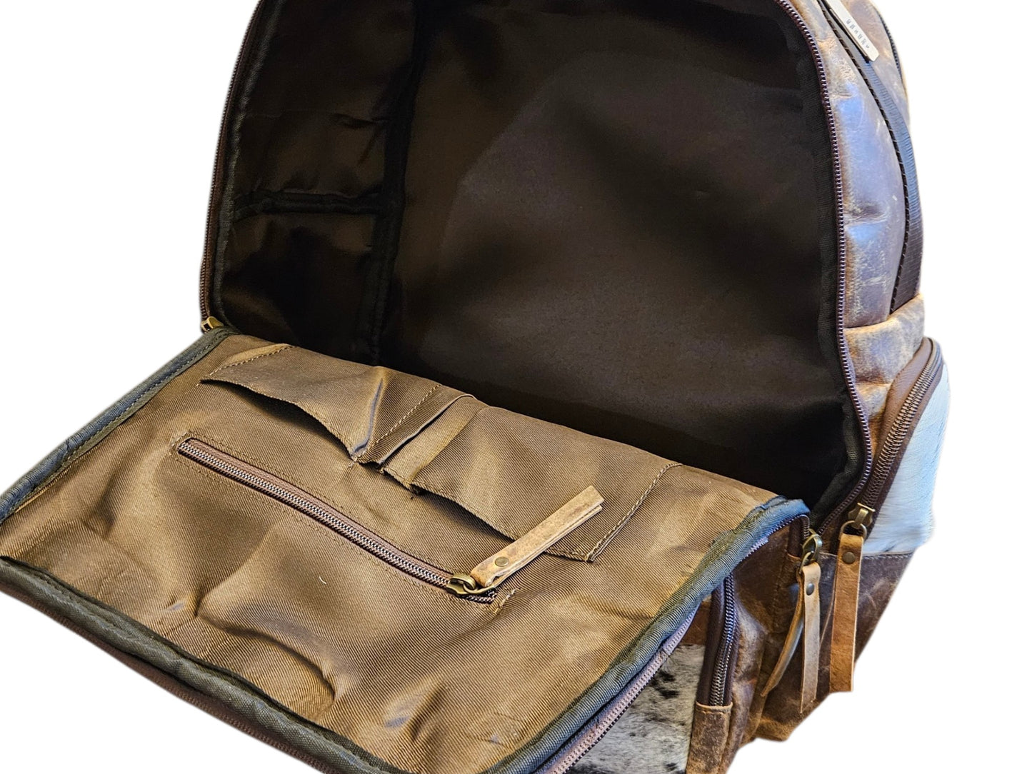 Brown Leather Cowhide Backpack #794