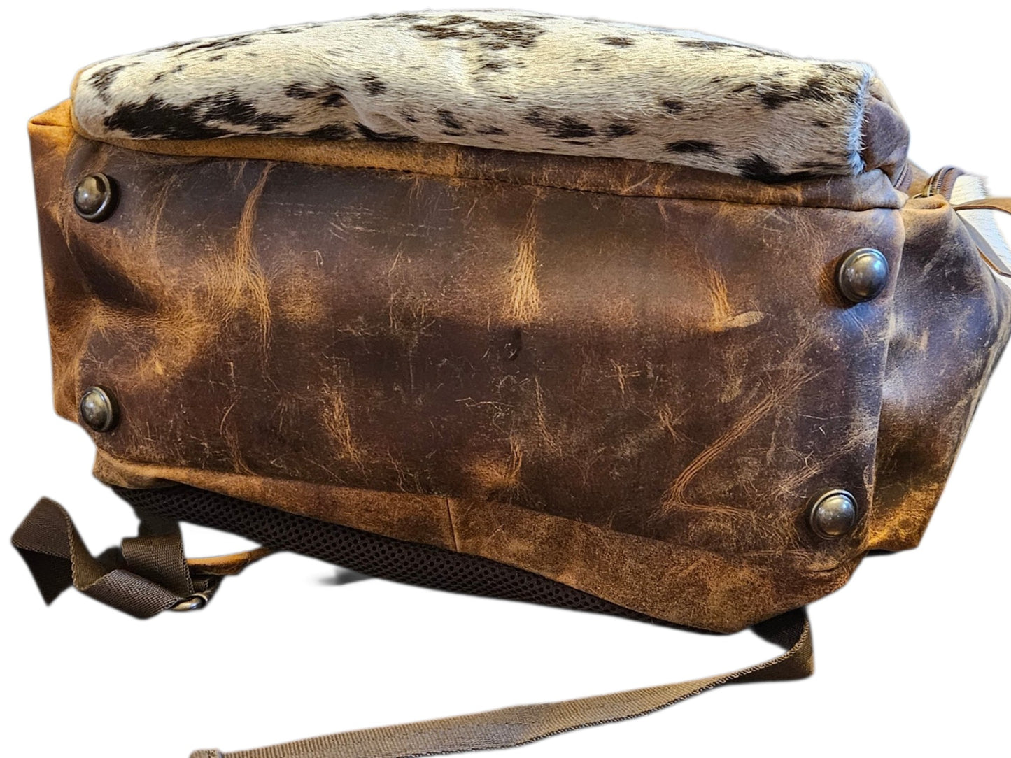 Brown Leather Cowhide Backpack #794