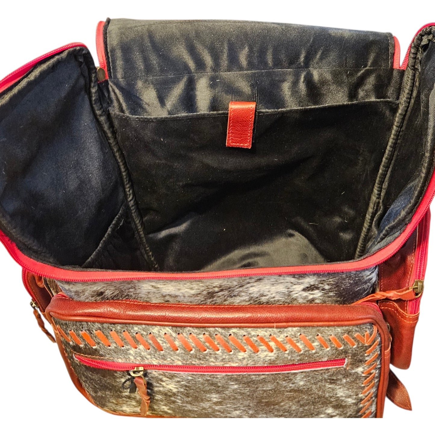 Red Leather Cowhide Backpack #796