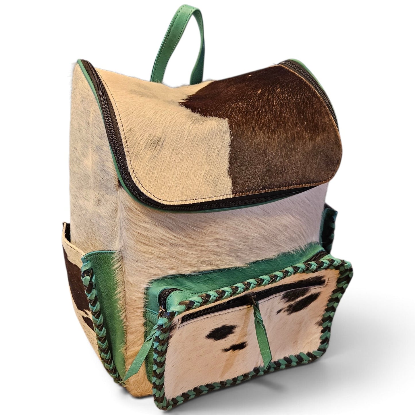 Turquoise Leather Cowhide Backpack #797