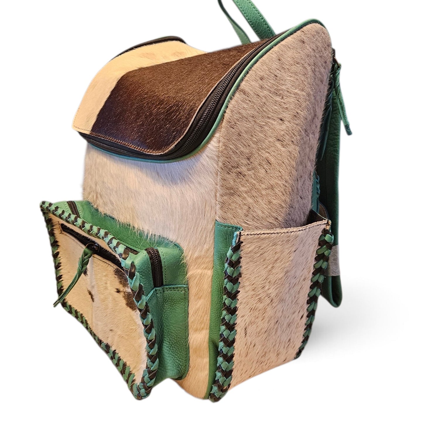 Turquoise Leather Cowhide Backpack #797