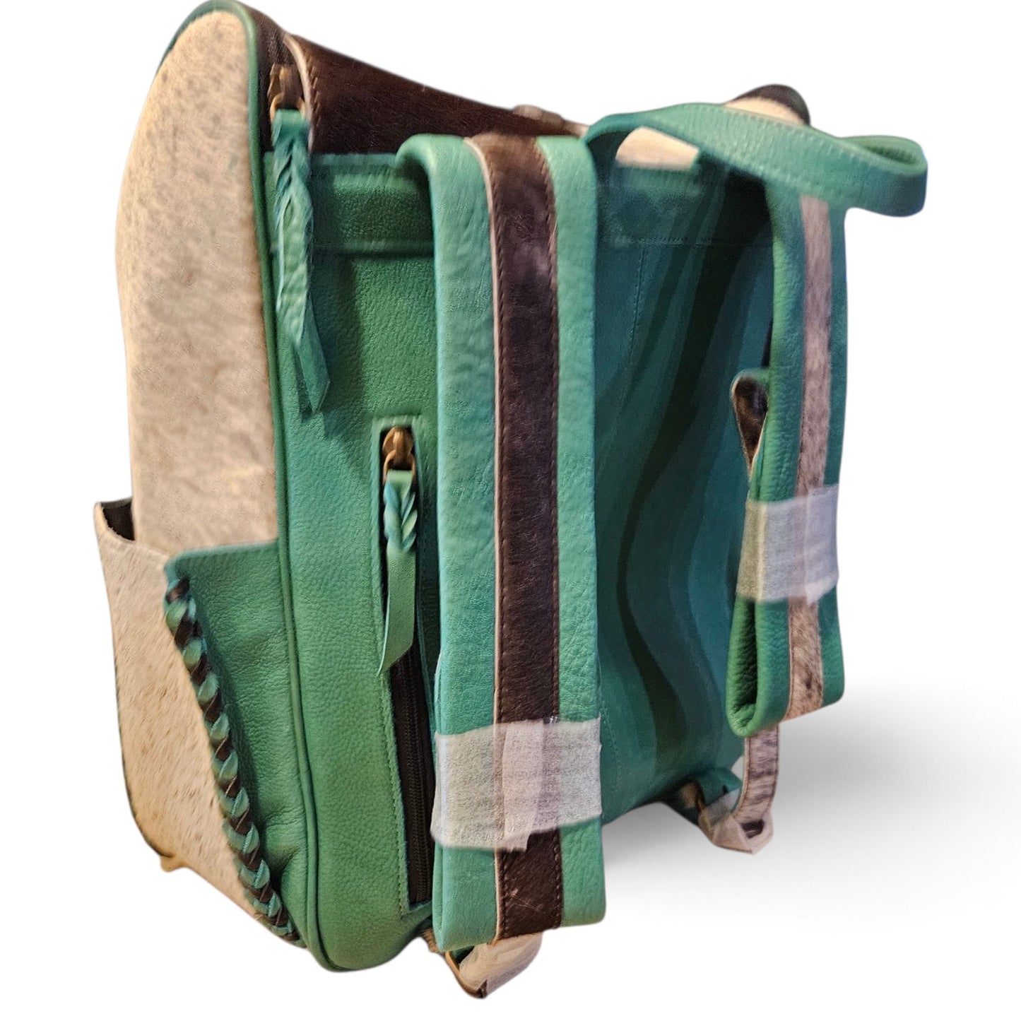Turquoise Leather Cowhide Backpack #797