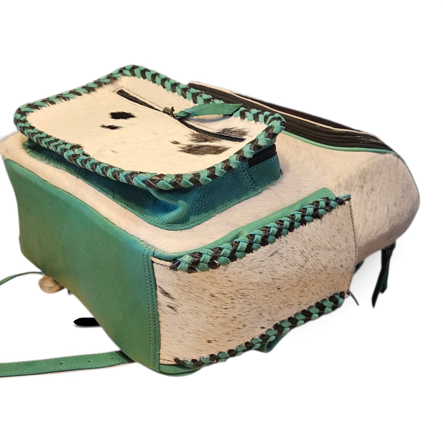 Turquoise Leather Cowhide Backpack #797
