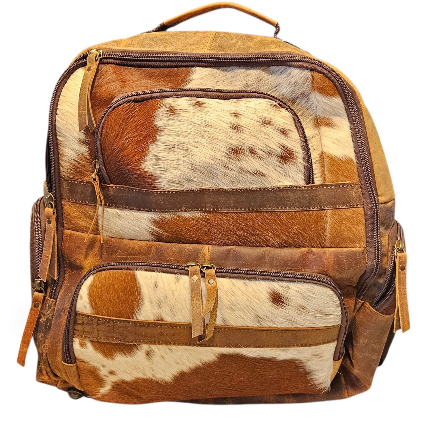 Brown Leather Cowhide Backpack 798#