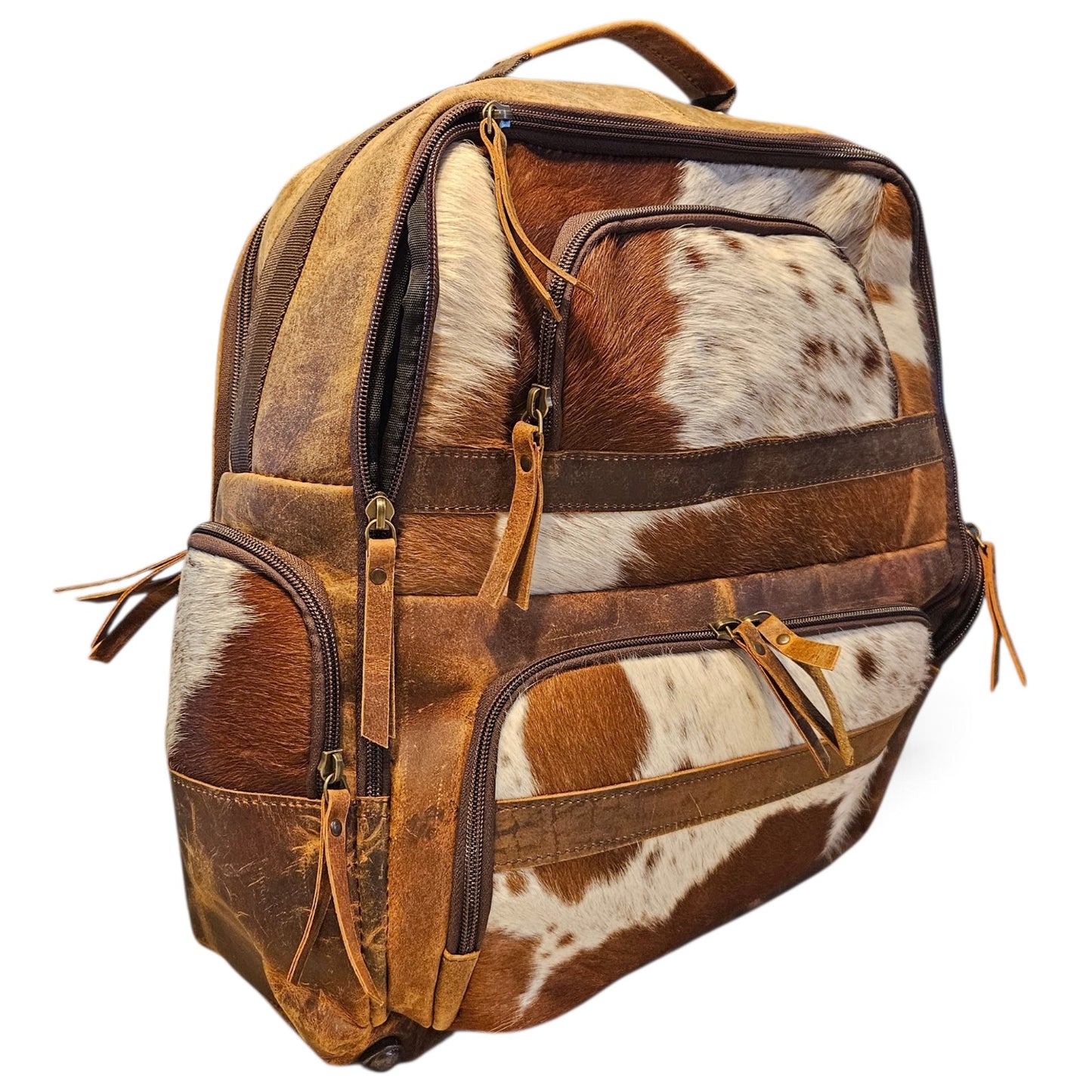 Brown Leather Cowhide Backpack 798#