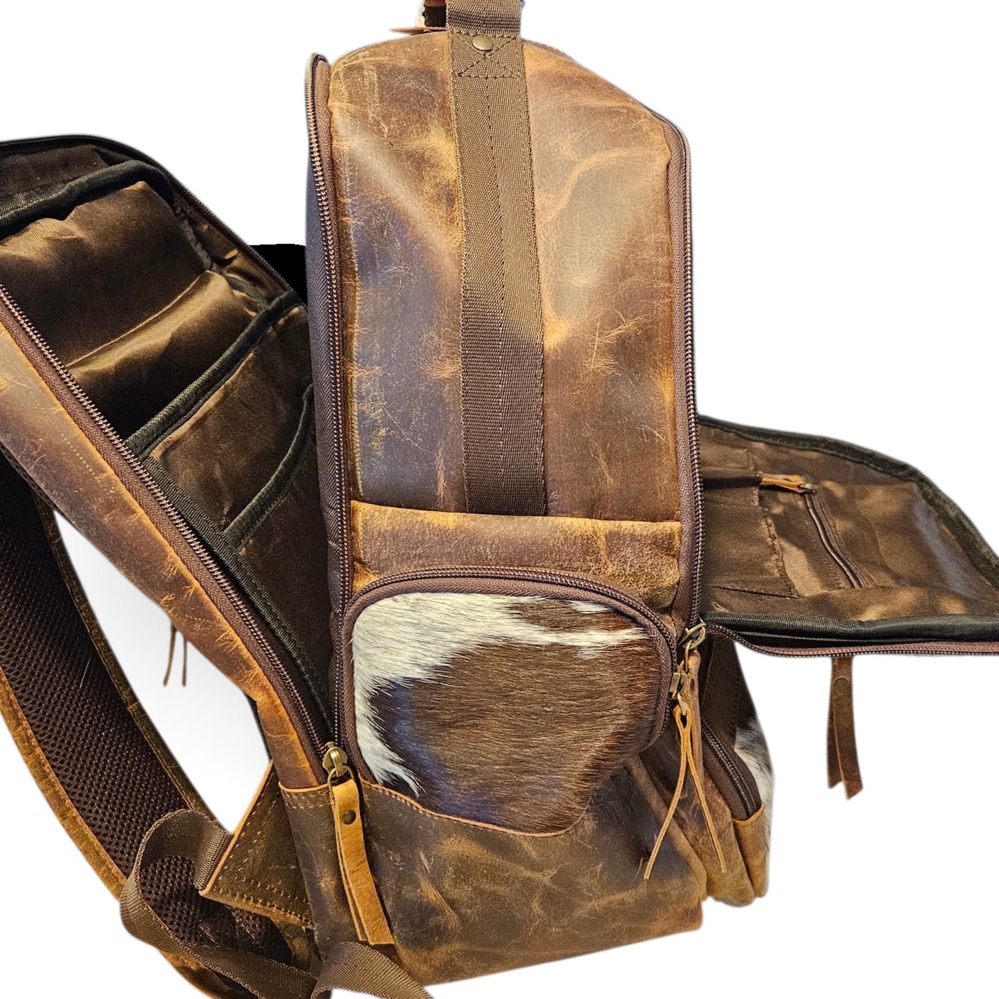 Brown Leather Cowhide Backpack #800