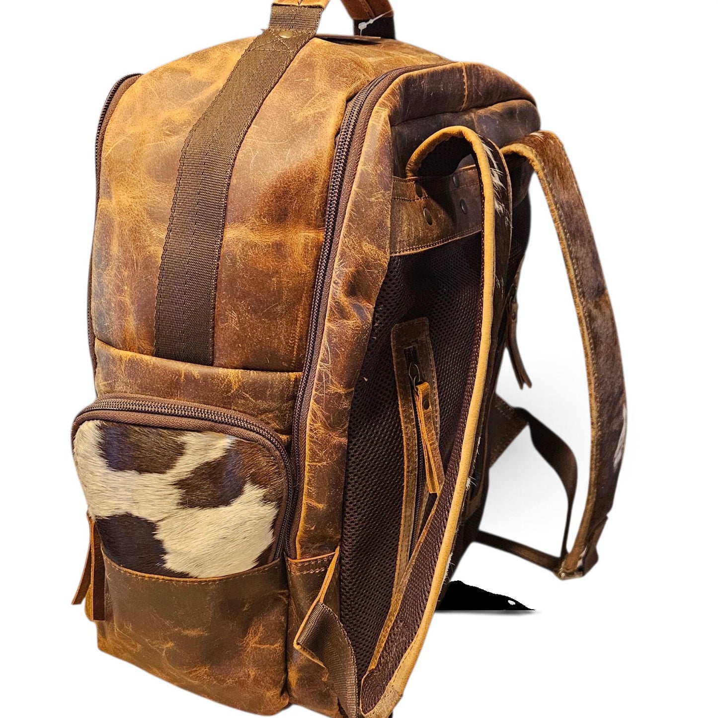 Brown Leather Cowhide Backpack #800