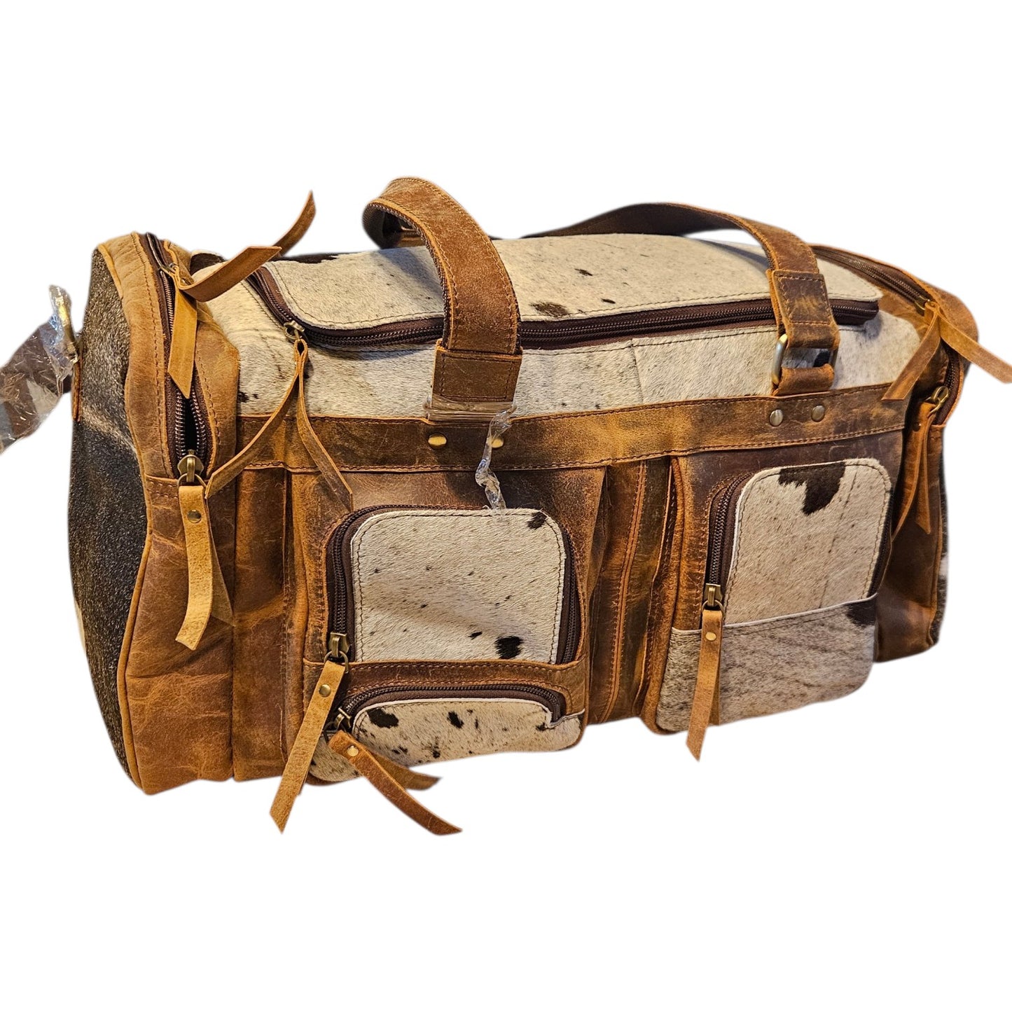 Brown Leather Cowhide Duffel Bag #801