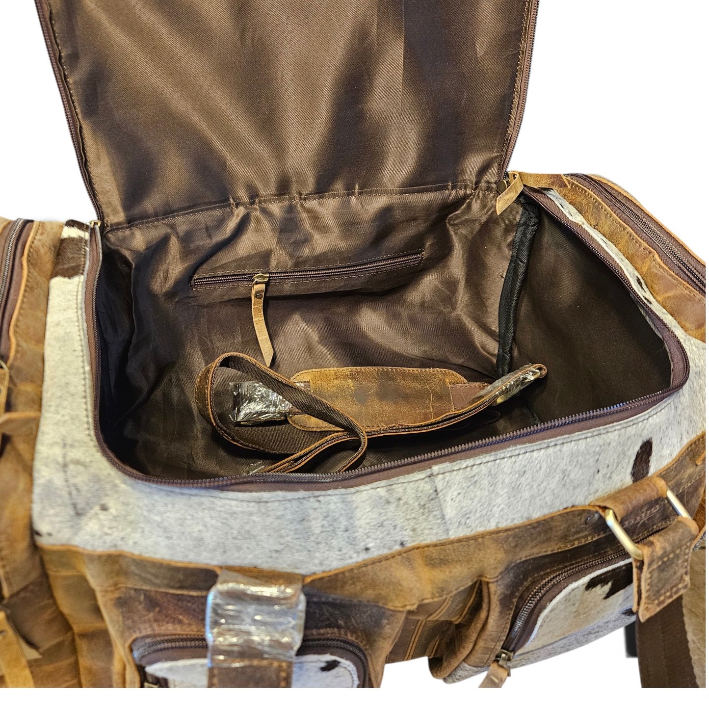 Brown Leather Cowhide Duffel Bag #801