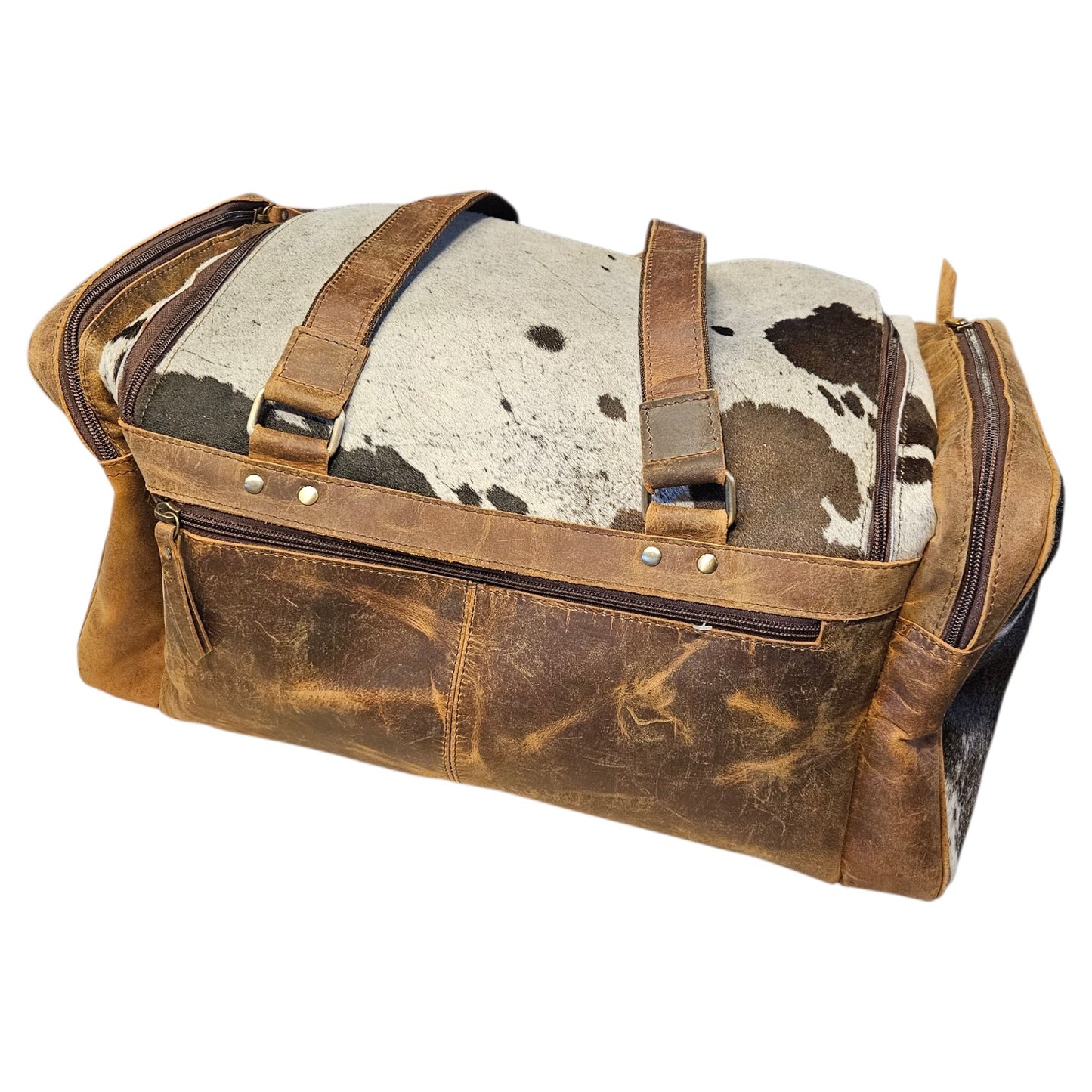 Brown Leather Cowhide Duffel Bag #801
