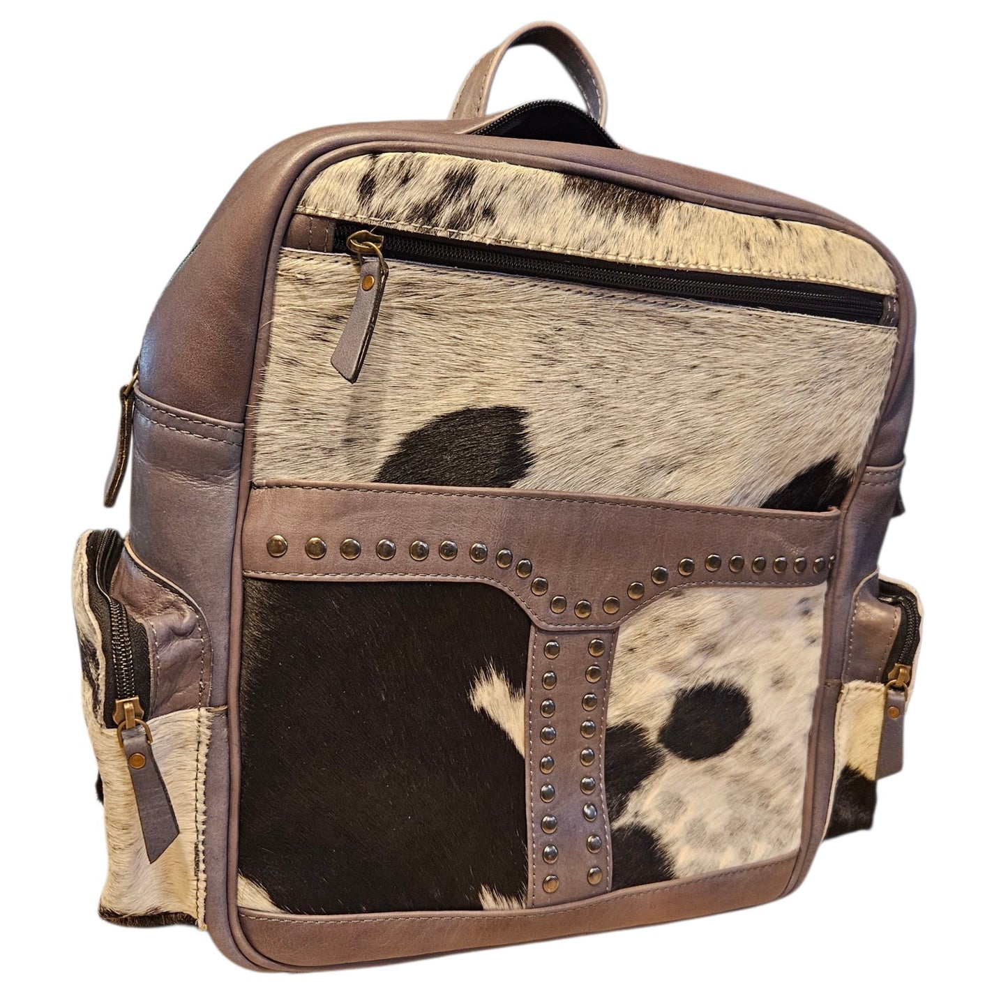 Gray Leather and  Cowhide Backpack #795