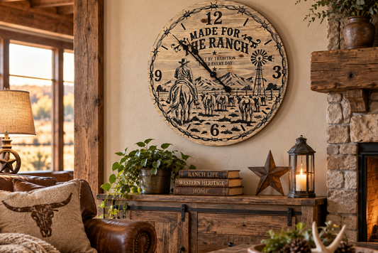 Western Ranch Wall Clock 23"  #842