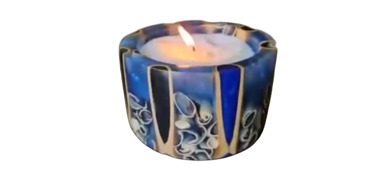 Bamboo and Pistachio Shells Candle Holder 5" x 3" #614