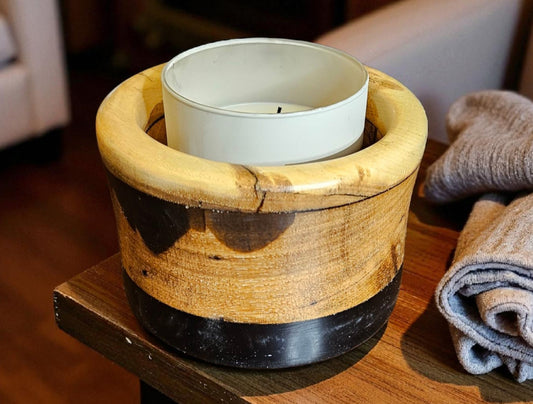 Spalted Maple and Black Epoxy Vessel 6 1/2" #672