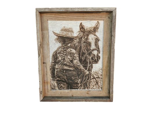 Girl And Her Horse  11"X14" #704
