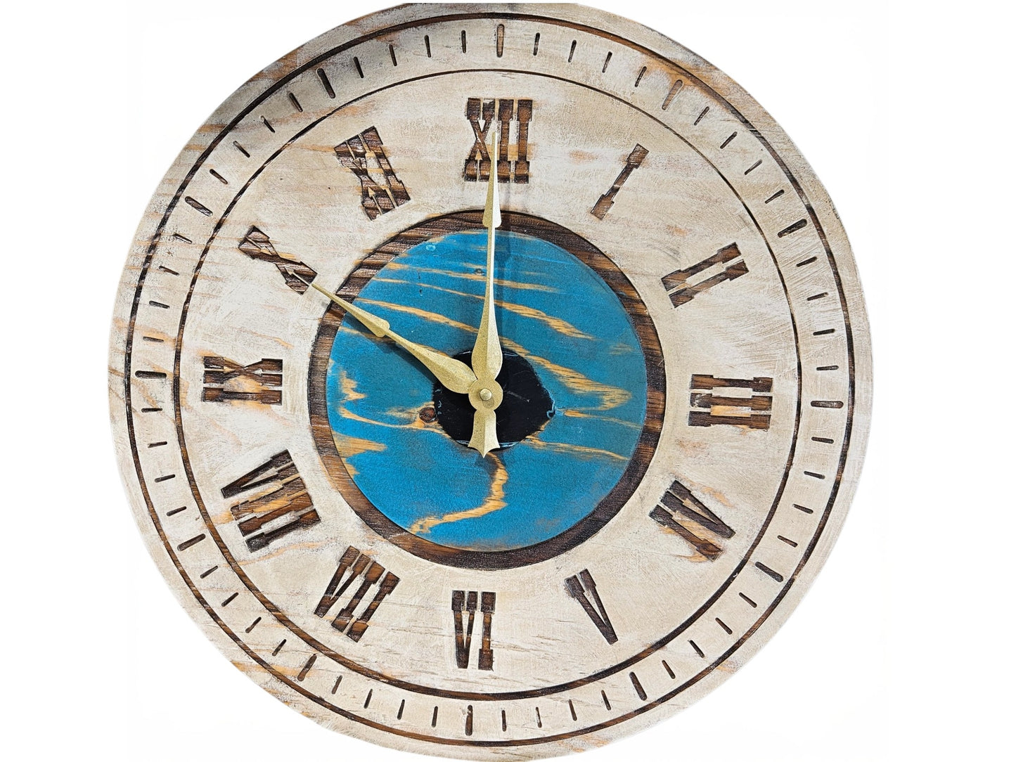 Rustic Turquoise Clock 20" Round #781